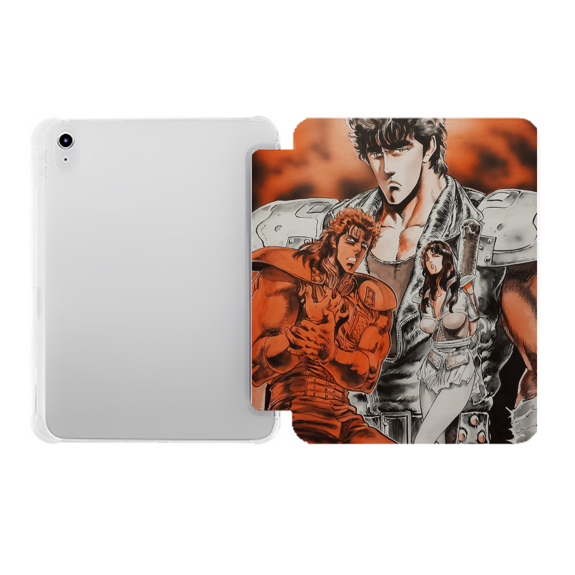 （画像用） 北斗の拳 Fist of the North Star IPad ケース ペン収納付き 三つ折りスタンド PUレザー×シリコン 対応機種9.5/10.5/10.9インチ